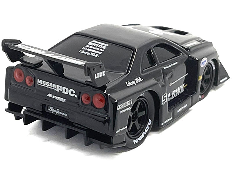 1999 Nissan Skyline GT-R (R34) #5 'Liberty Walk' Black 1/64 Diecast Model Car by Muscle Machines