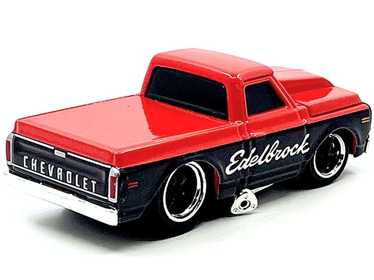 1972 Chevrolet C-10 Pickup Truck Red and Black 'Edelbrock' 1/64 Diecast Model Car by Muscle Machines