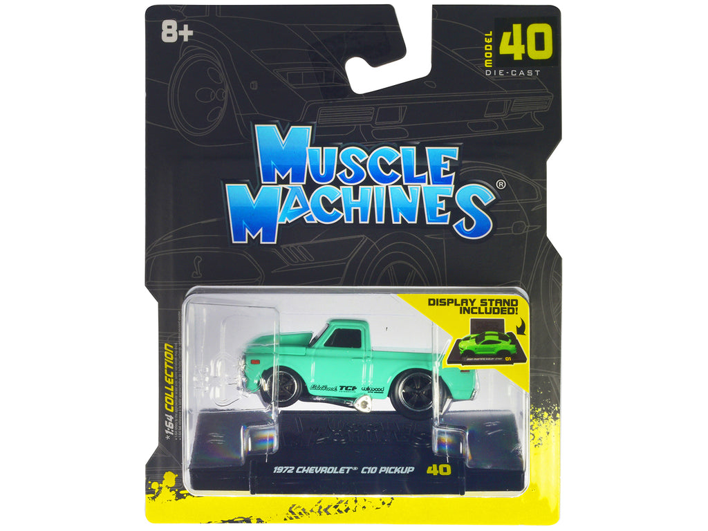 1972 Chevrolet C10 Pickup Truck Light Green 1/64 Diecast Model Car by Muscle Machines