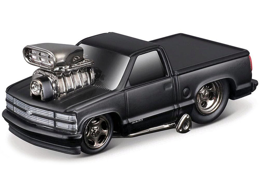 1993 Chevrolet 454 SS Pickup Truck Matt Black 'Blackout Edition' 1/64 Diecast Model by Muscle Machines