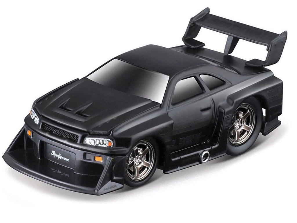 1999 Nissan Skyline GT-R (R34) #5 'Liberty Walk' Matt Black 1/64 Diecast Model Car by Muscle Machines