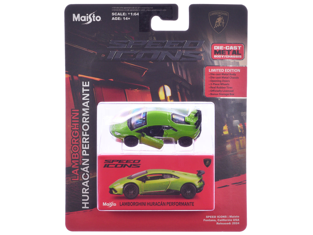 Lamborghini Huracan Performante Green 'Speed Icons' Series 1/64 Diecast Model Car by Maisto
