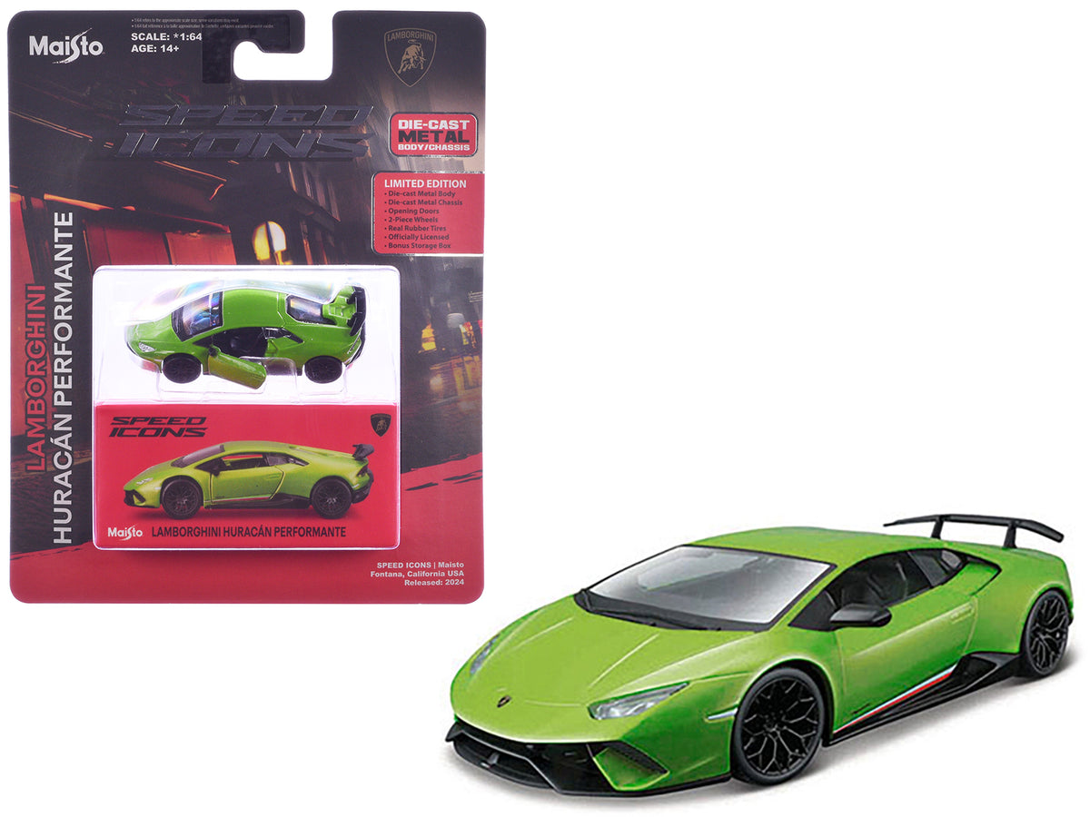 Lamborghini Huracan Performante Green 'Speed Icons' Series 1/64 Diecast Model Car by Maisto