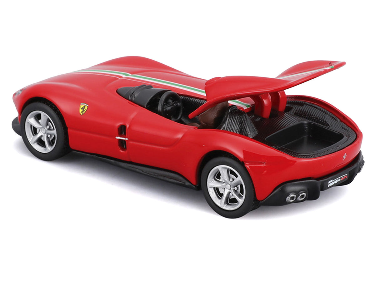 Ferrari Monza SP1 Red with Italian Flag Stripes 'Speed Icons' Series 1/64 Diecast Model Car by Maisto