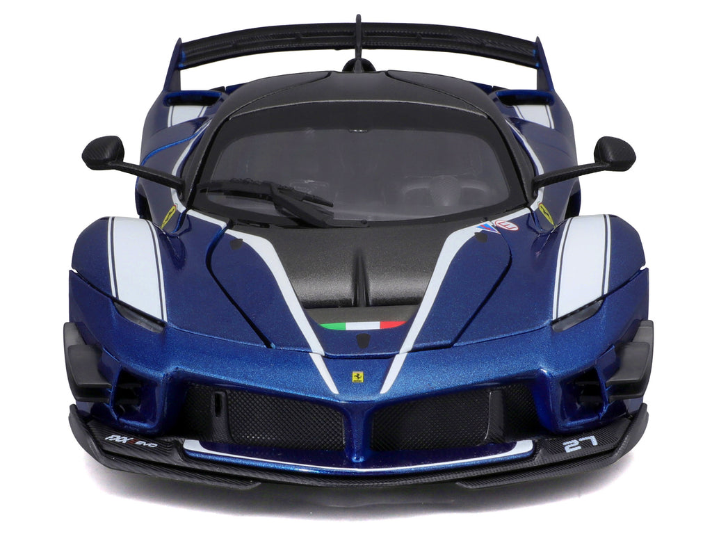 Ferrari FXX-K Evo #27 Blue Metallic with White Accents and Gray Metallic Top 'Race + Play' Series 1/18 Diecast Model Car by Bburago