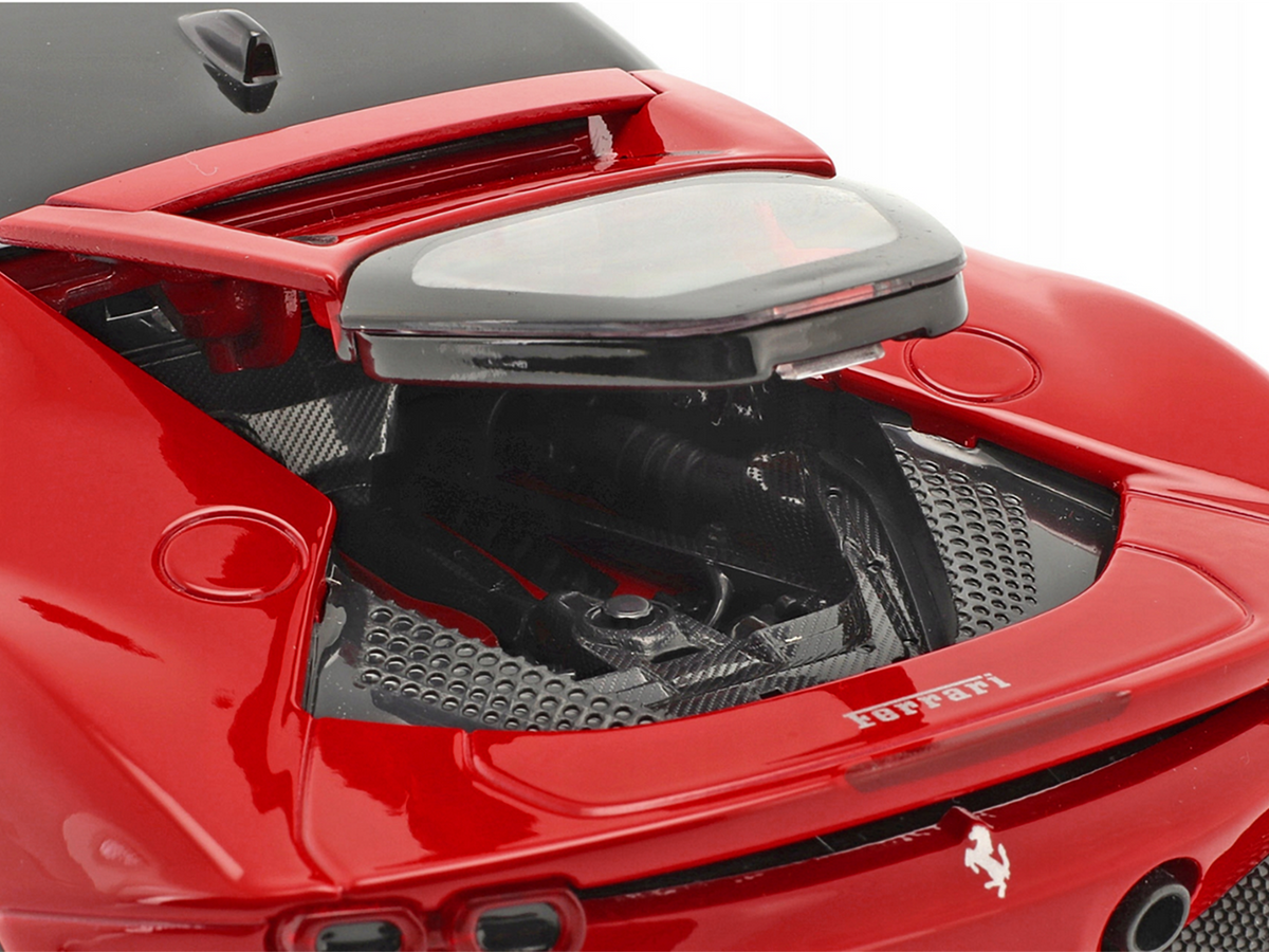 Ferrari SF90 Stradale Red with Black Top 'Race + Play' Series 1/18 Diecast Model Car by Bburago