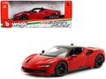 Ferrari SF90 Stradale Red with Black Top 'Race + Play' Series 1/18 Diecast Model Car by Bburago