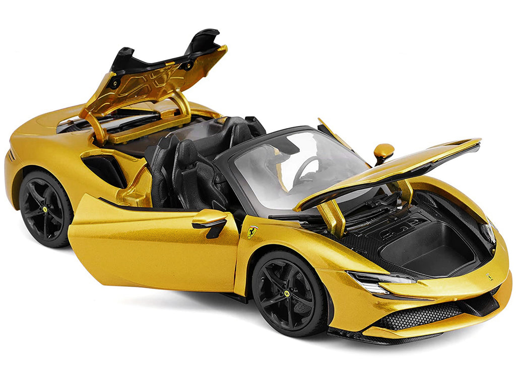Ferrari SF90 Spider Gold Metallic 'Race + Play' Series 1/18 Diecast Model Car by Bburago