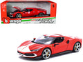 Ferrari 296 GTB Assetto Fiorano Red with White Stripes 'Race + Play' Series 1/18 Diecast Model Car by Bburago