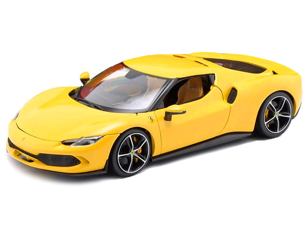 Ferrari 296 GTB Yellow 'Race + Play' Series 1/18 Diecast Model Car by Bburago