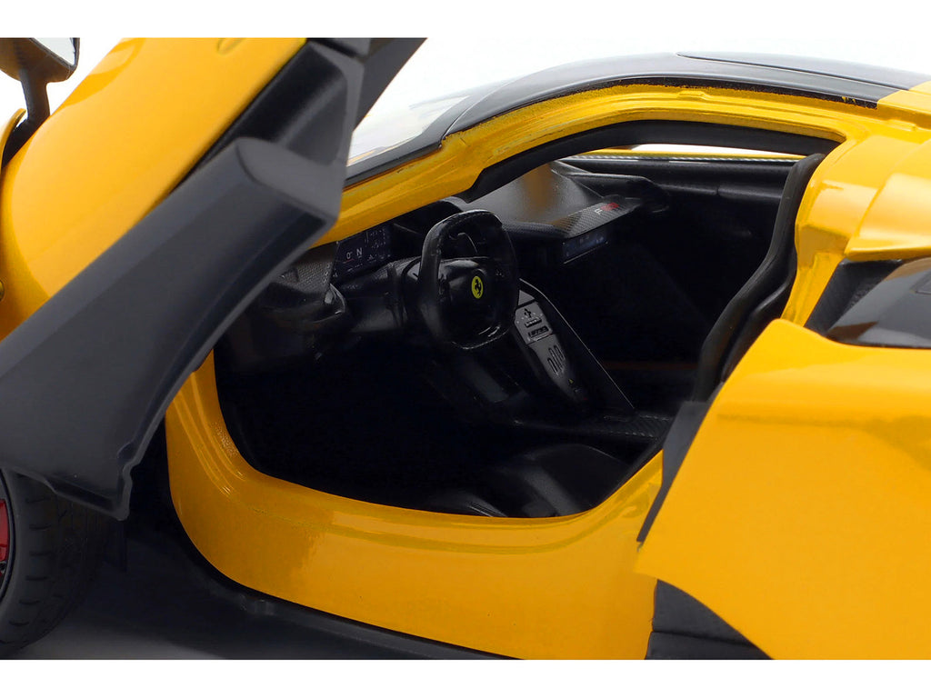 Ferrari F80 Yellow with Black Top 'Race + Play' Series 1/18 Diecast Model Car by Bburago