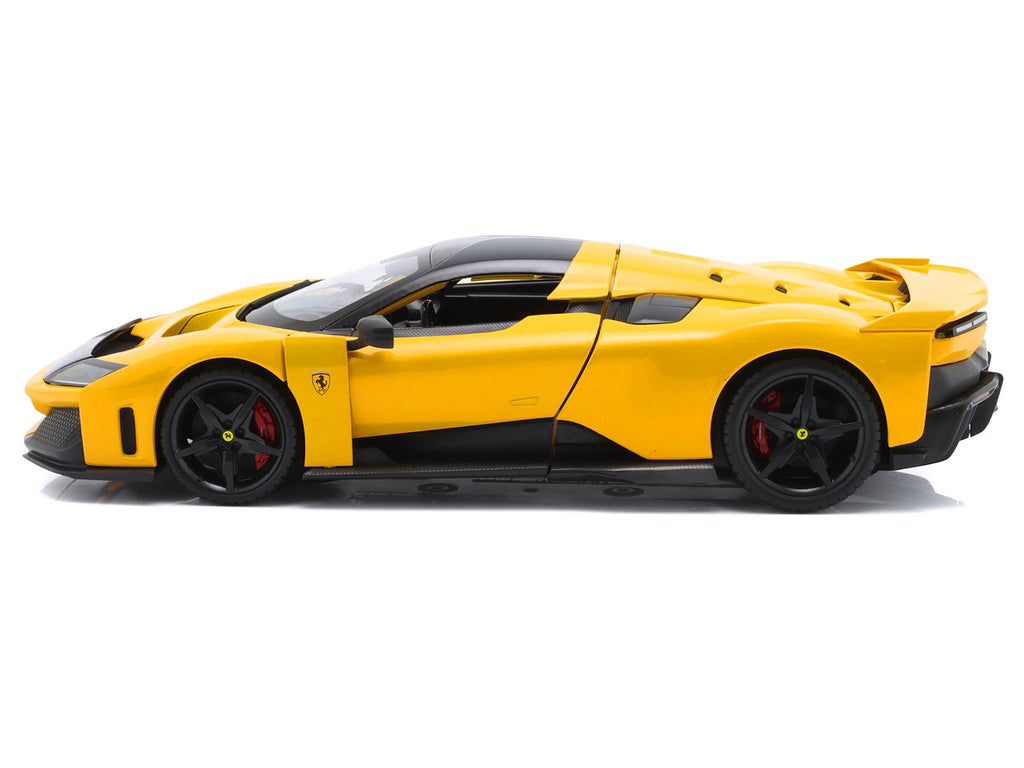 Ferrari F80 Yellow with Black Top 'Race + Play' Series 1/18 Diecast Model Car by Bburago