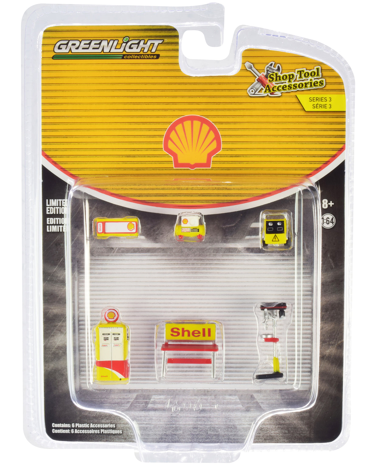 'Shell Oil' 6 piece Shop Tools Set 'Shop Tool Accessories' Series 3 1/64 by Greenlight