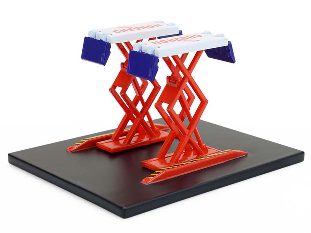 Automotive Double Scissor Lift 'Chevron' White and Red 'Double Scissor Lifts' Series 2 1/64 Diecast Model by Greenlight
