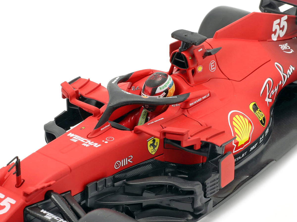 Ferrari SF21 #55 Carlos Sainz Formula One F1 Car 'Ferrari Racing' Series 1/18 Diecast Model Car by Bburago