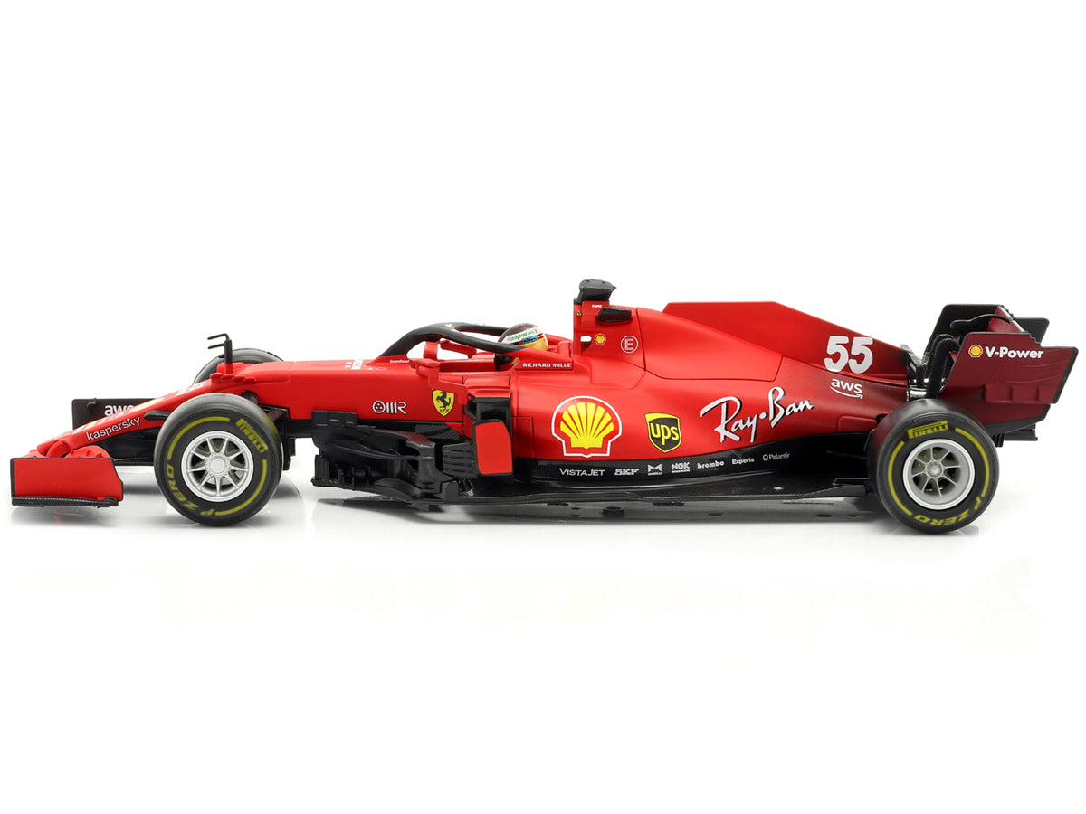 Ferrari SF21 #55 Carlos Sainz Formula One F1 Car 'Ferrari Racing' Series 1/18 Diecast Model Car by Bburago