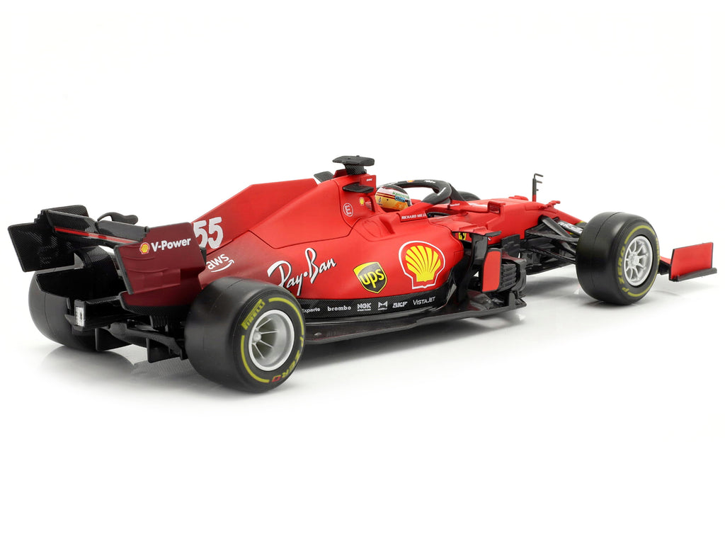 Ferrari SF21 #55 Carlos Sainz Formula One F1 Car 'Ferrari Racing' Series 1/18 Diecast Model Car by Bburago