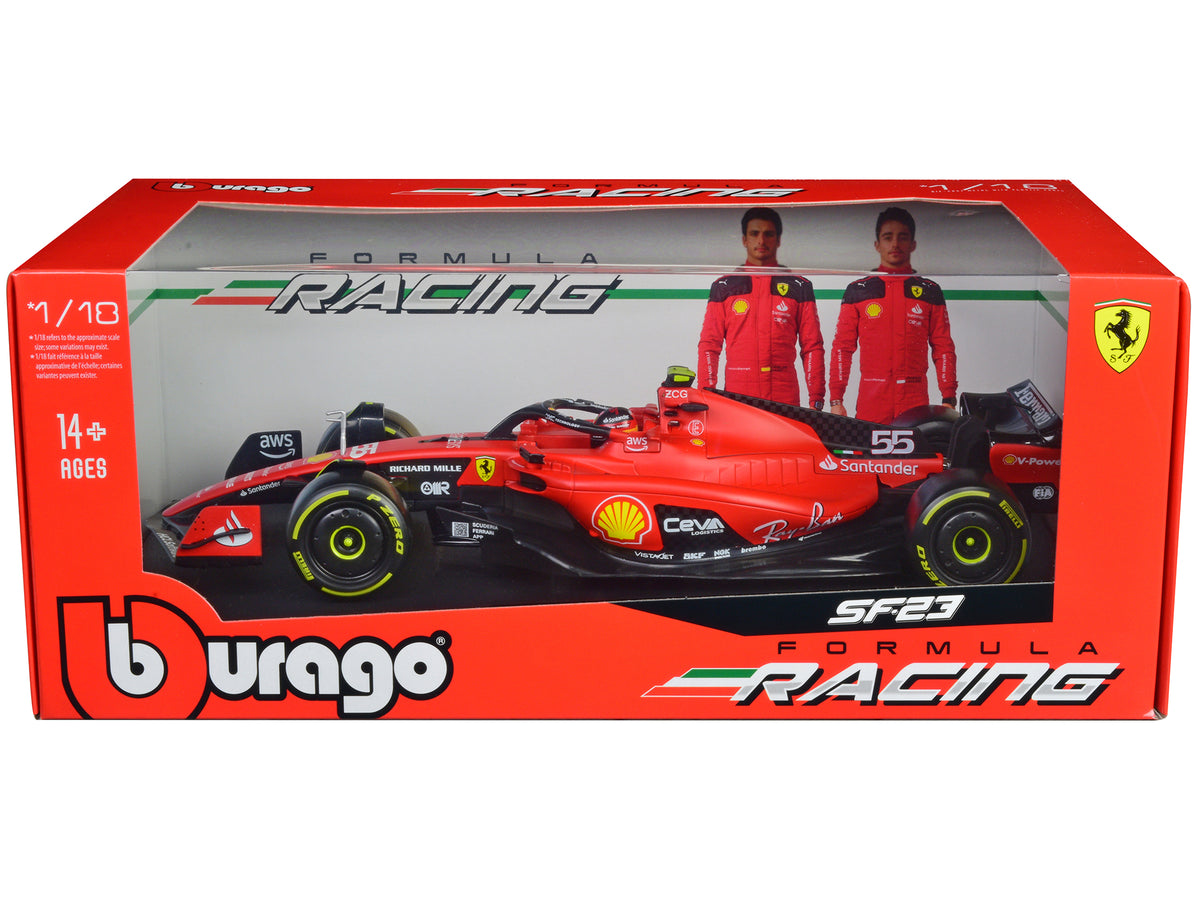 Ferrari SF-23 #55 Carlos Sainz Formula One F1 World Championship (2023) 'Formula Racing' Series 1/18 Diecast Model Car by Bburago