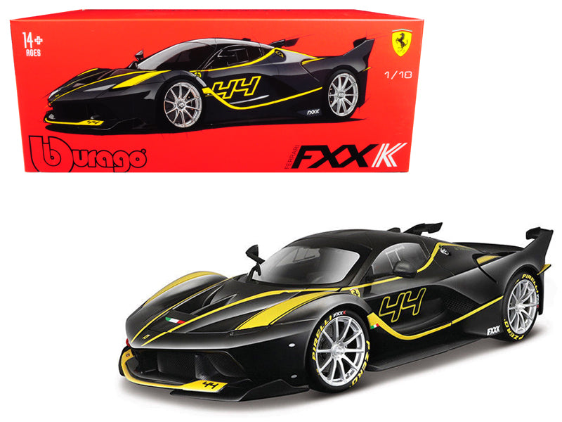 Ferrari FXX-K #44 Black with Yellow Stripes 'Signature Series' 1/18 Diecast Model Car by Bburago