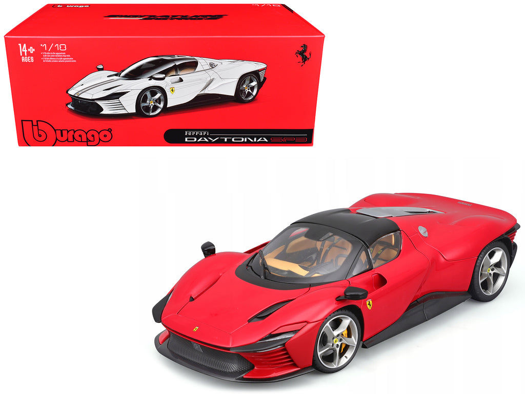 Ferrari Daytona SP3 Red with Black Top 'Signature Series' 1/18 Diecast Model Car by Bburago