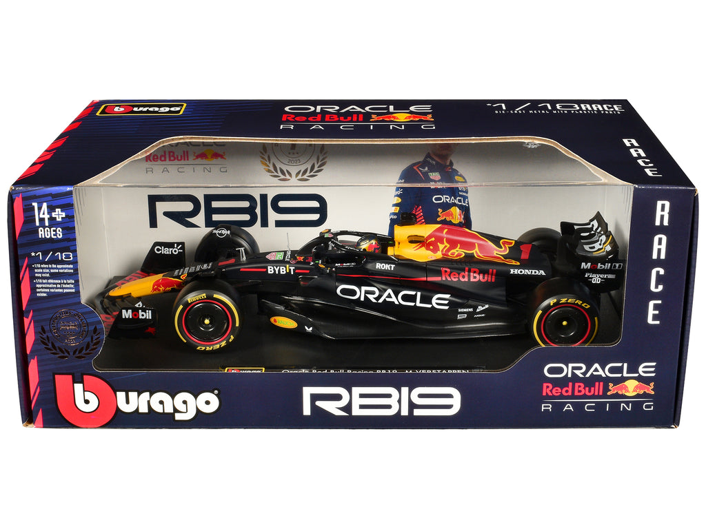 Red Bull Racing RB19 #1 Max Verstappen 'Oracle' Champion Formula One F1 World Championship (2023) 'Race' Series 1/18 Diecast Model Car by Bburago