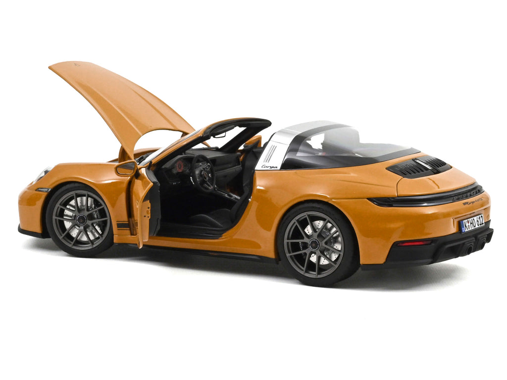 2024 Porsche 911 Targa Bahama Yellow with Black Stripes 1/18 Diecast Model Car by Norev