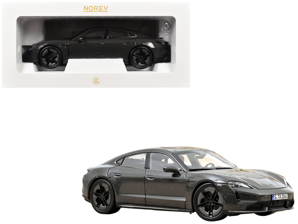 2024 Porsche Taycan Turbo S Slate Gray Neo 1/18 Diecast Model Car by Norev