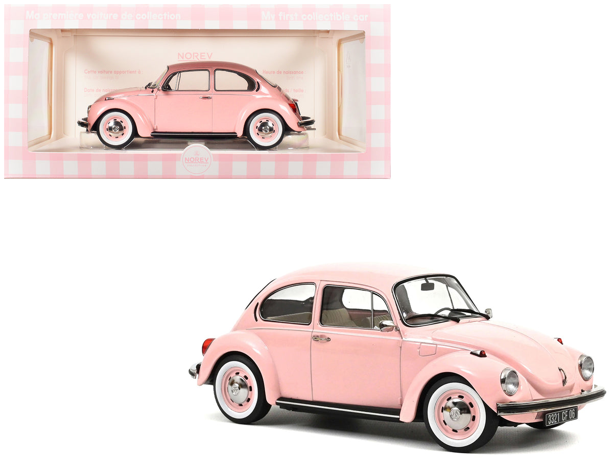 1973 Volkswagen 1303 Beetle Pastel Pink 'New Baby Gift' 1/18 Diecast Model Car by Norev