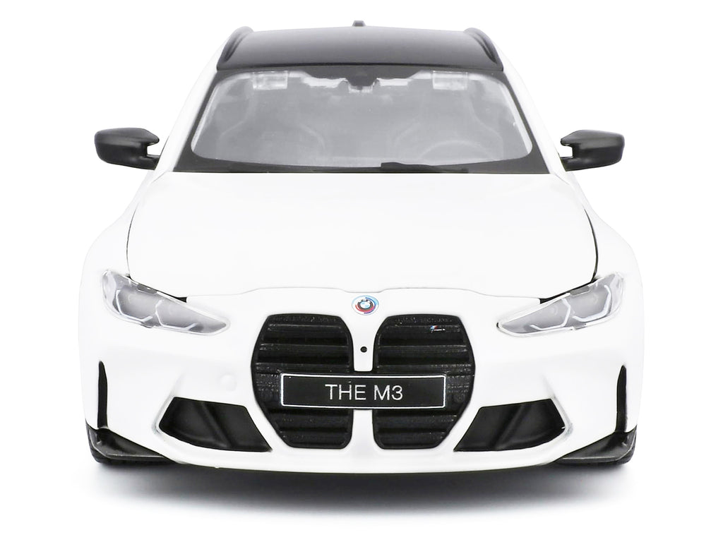 2023 BMW M3 Touring White with Black Top 1/24 Diecast Model Car by Bburago