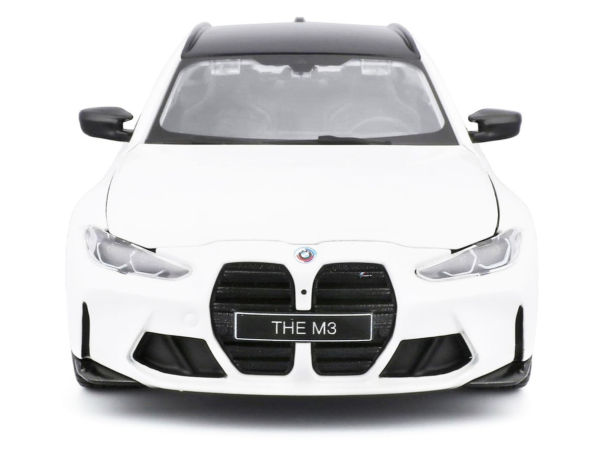 2023 BMW M3 Touring White with Black Top 1/24 Diecast Model Car by Bburago