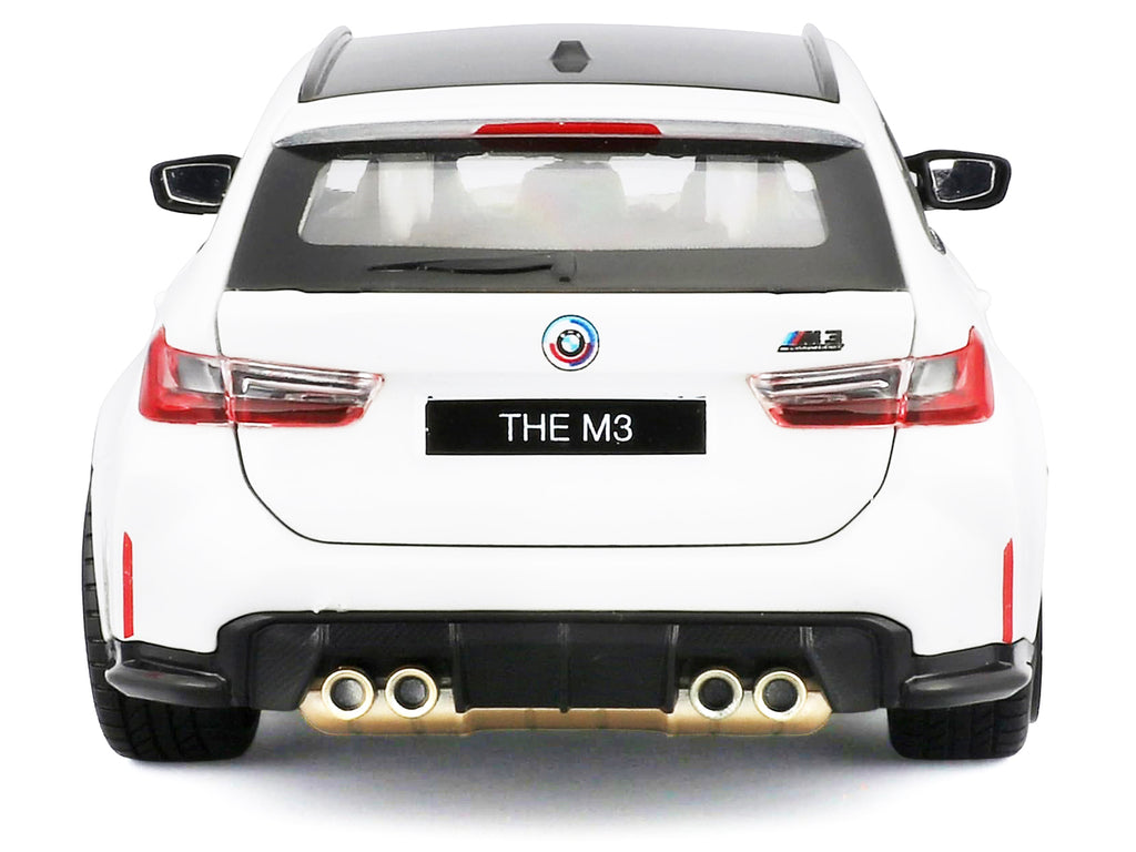 2023 BMW M3 Touring White with Black Top 1/24 Diecast Model Car by Bburago