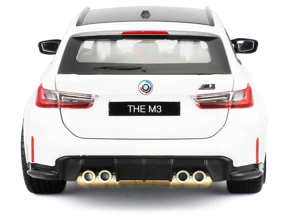 2023 BMW M3 Touring White with Black Top 1/24 Diecast Model Car by Bburago