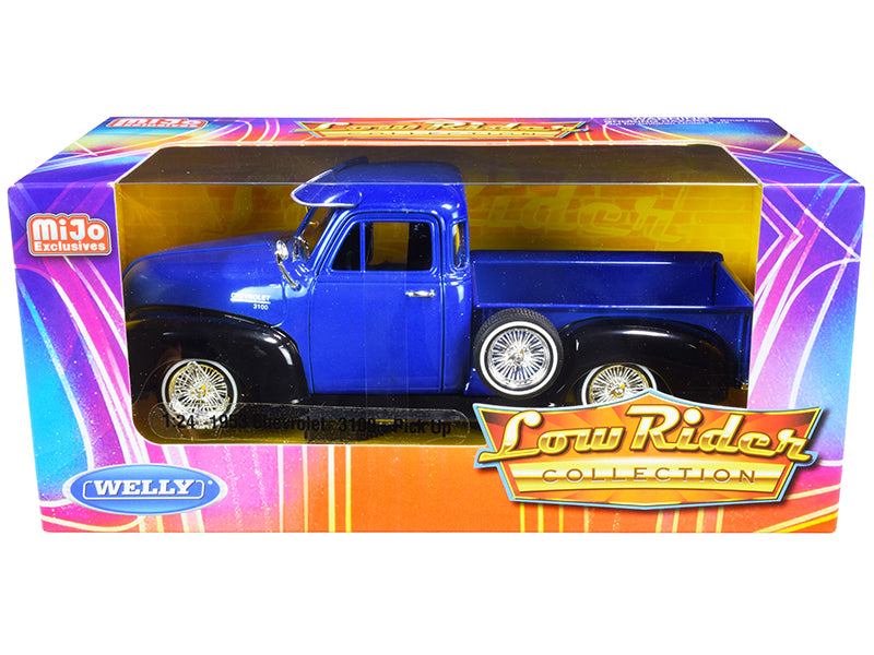 1953 Chevrolet 3100 Pickup Truck Blue and Black 'Low Rider Collection' 1/24 Diecast Model Car by Welly