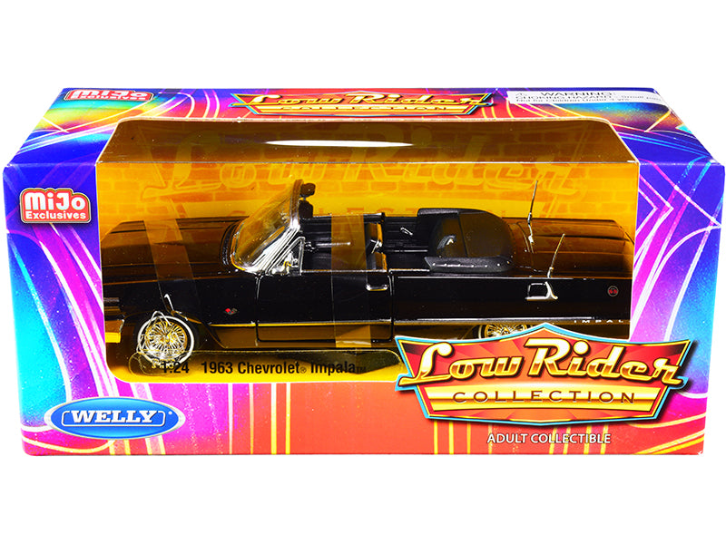 1963 Chevrolet Impala SS Convertible Black 'Low Rider Collection' 1/24 Diecast Model Car by Welly