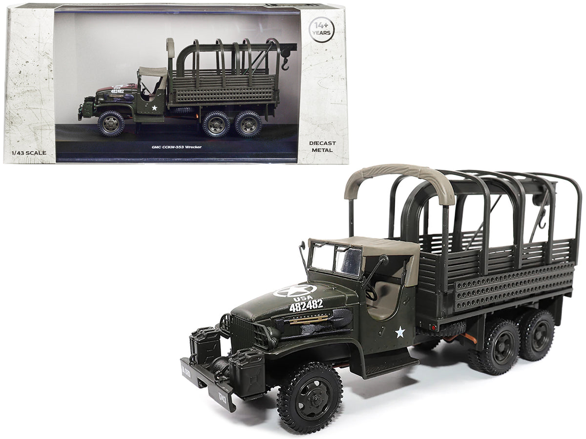 GMC CCKW353 Wrecker Tow Truck Olive Drab 'United States Army' 1/43 Diecast Model by Militaria Die Cast