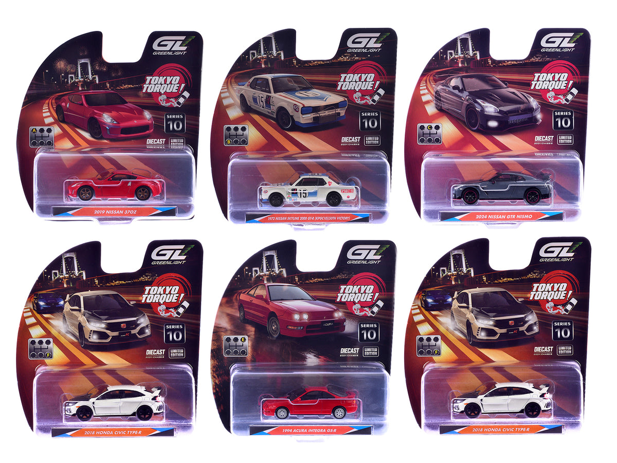 'Tokyo Torque' Series 10 Set of 6 pieces 1/64 Diecast Model Cars by Greenlight