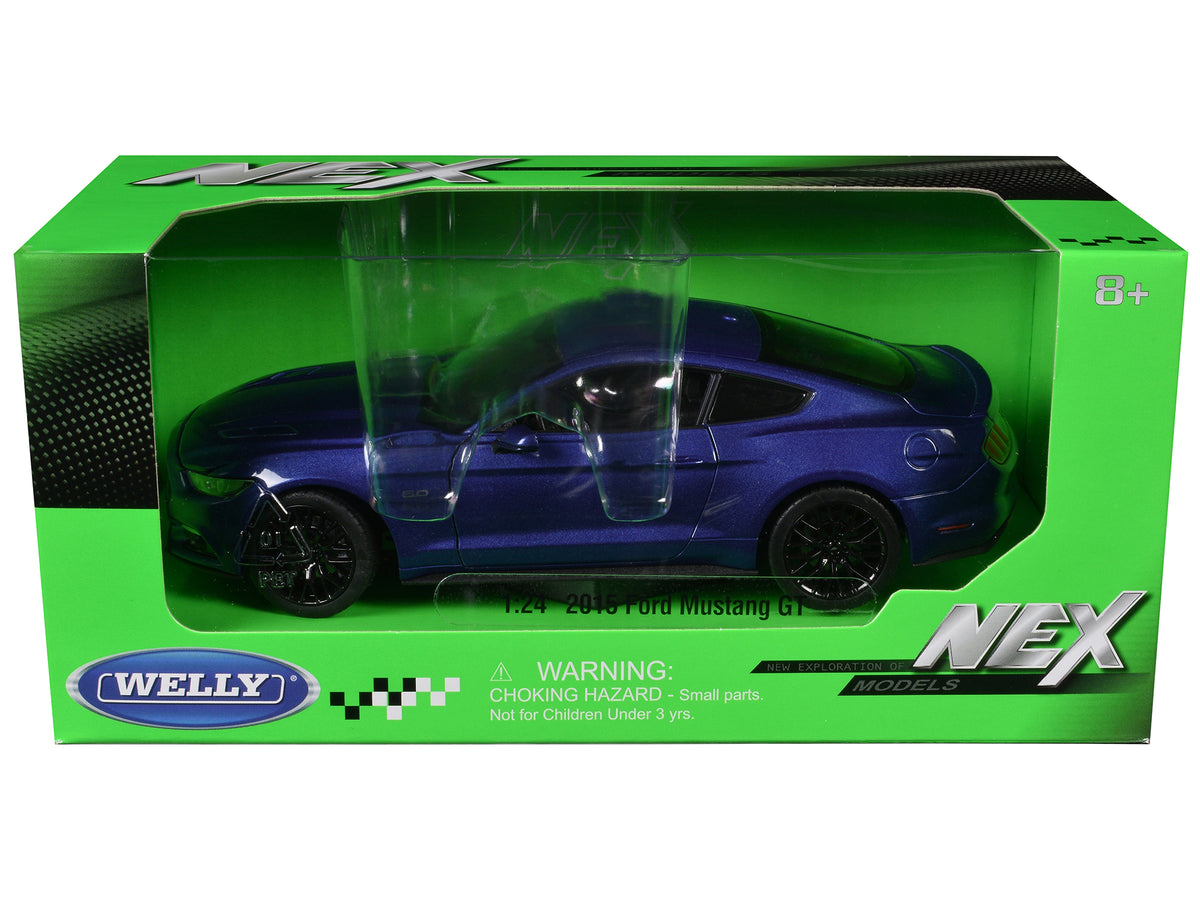 2015 Ford Mustang GT 5.0 Blue Metallic 'NEX Models' Series 1/24 Diecast Model Car by Welly