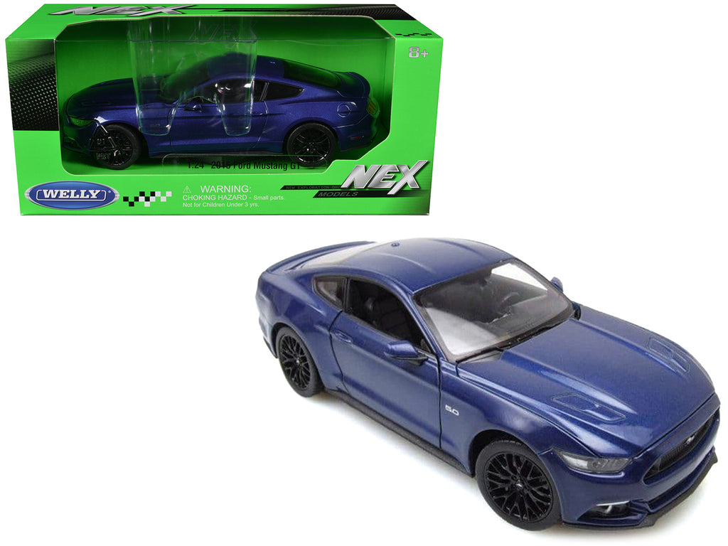 2015 Ford Mustang GT 5.0 Blue Metallic 'NEX Models' Series 1/24 Diecast Model Car by Welly