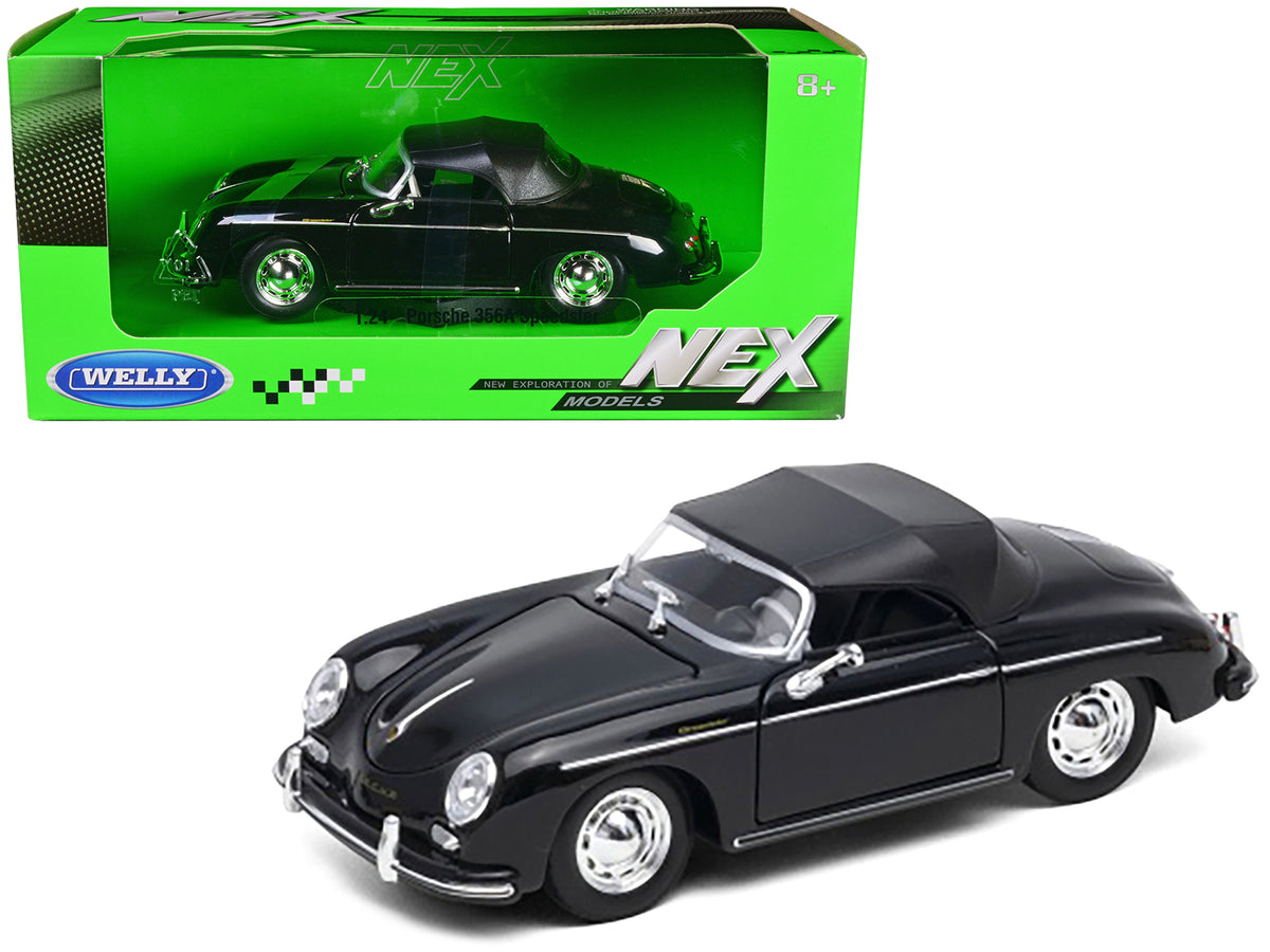 Porsche 356A Speedster Soft Top Black 'NEX Models' Series 1/24 Diecast Model Car by Welly