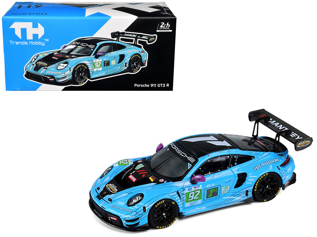 Porsche 911 GT3 R (992) #92 Ryan Hardwick - Richard Lietz - Riccardo Pera 'Manthey 1st Phorm' LMGT3 Class Winner '24 Hours of Le Mans' (2025) 1/64 Diecast Model Car by Trends Hobby