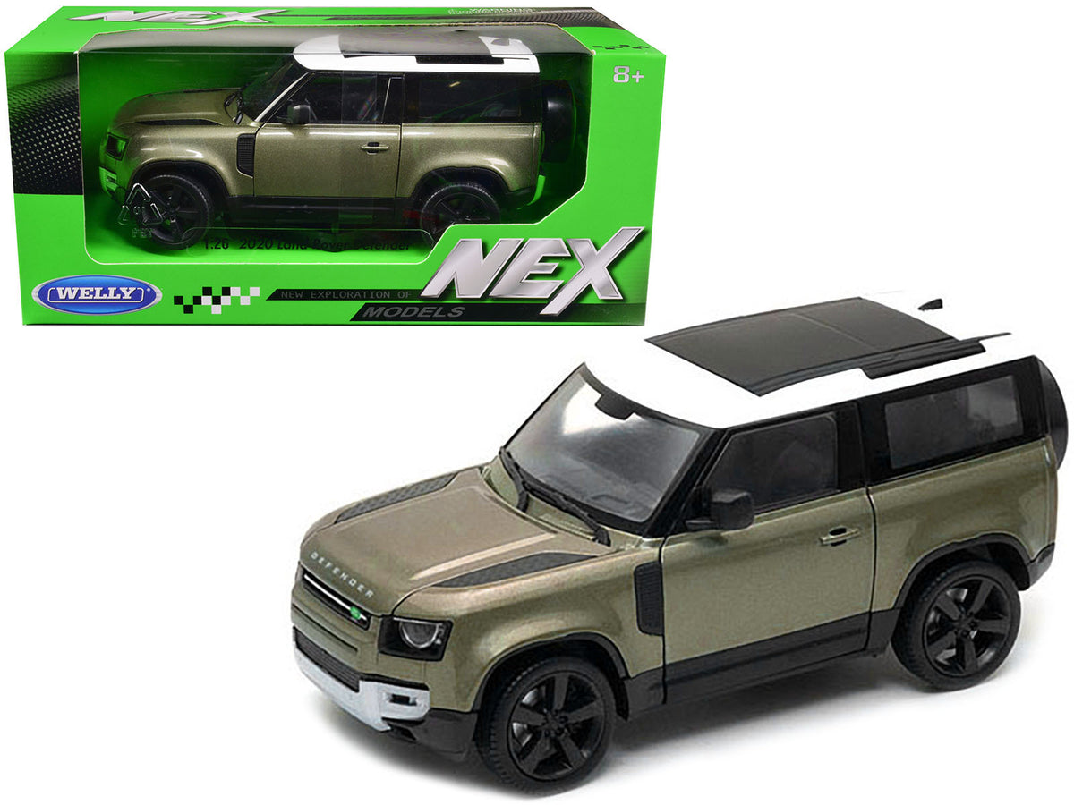 2020 Land Rover Defender Green Metallic with White Top 'NEX Models' 1/26 Diecast Model Car by Welly
