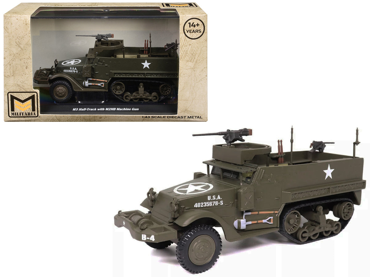 M3 Half-Track AFV with M2HB Machine Gun Olive Drab 'United States Army' 1/43 Diecast Model by Militaria Die Cast