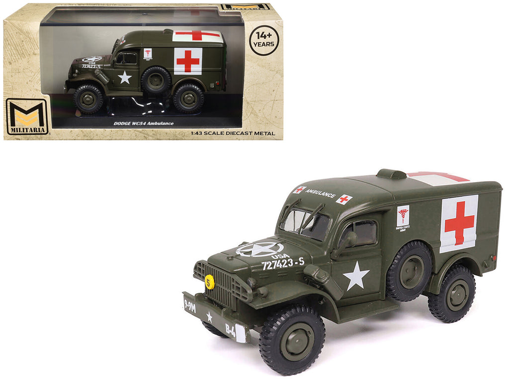 Dodge WC54 Ambulance Olive Drab 'United States Army' 1/43 Diecast Model by Militaria Die Cast