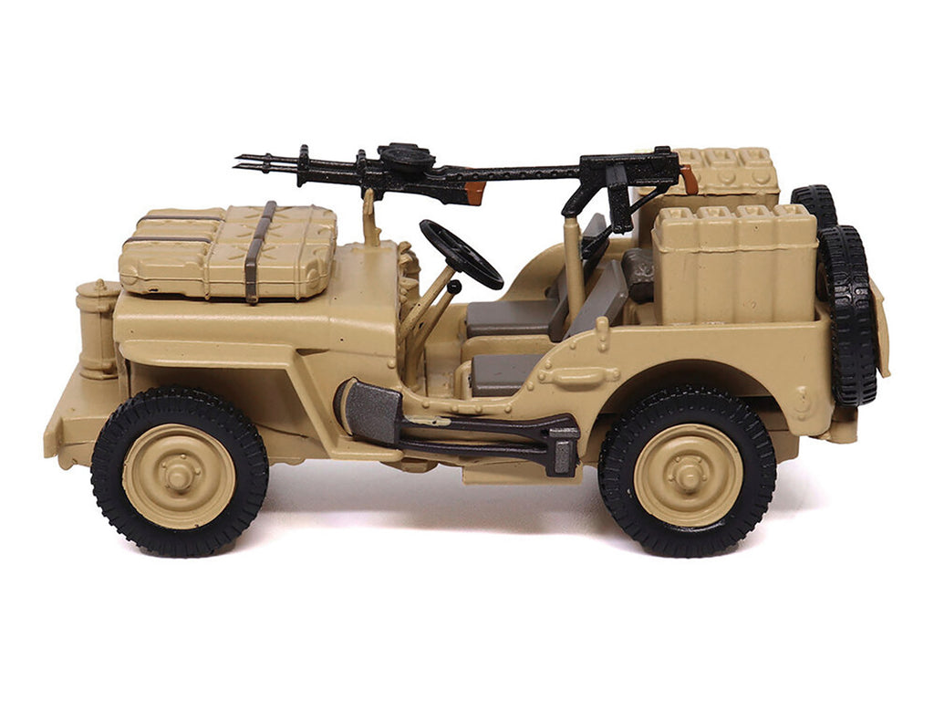 British SAS 1/4-Ton Willys Jeep with Vickers K Machine Gun Desert Sand 'British Royal Army' 1/43 Diecast Model by Militaria Die Cast