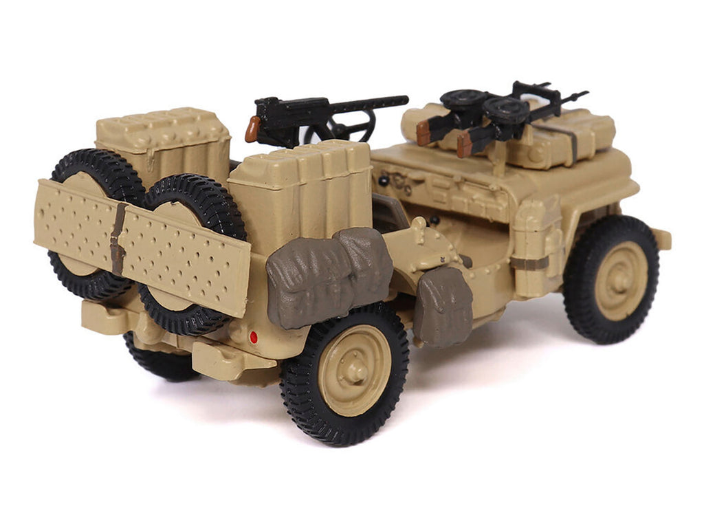 British SAS 1/4-Ton Willys Jeep with Vickers K Machine Gun Desert Sand 'British Royal Army' 1/43 Diecast Model by Militaria Die Cast