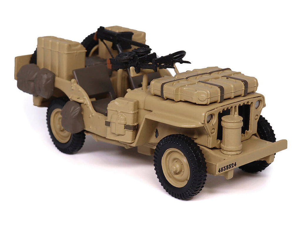 British SAS 1/4-Ton Willys Jeep with Vickers K Machine Gun Desert Sand 'British Royal Army' 1/43 Diecast Model by Militaria Die Cast