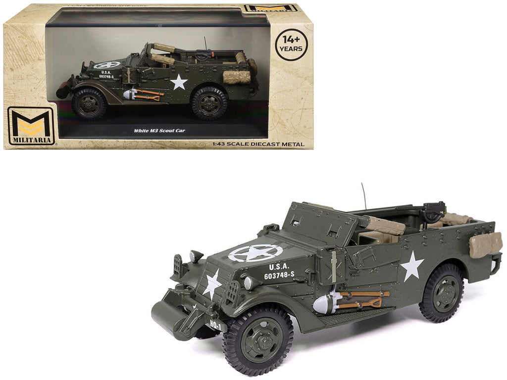 White M3 Scout Car Olive Drab 'United States Army' 1/43 Diecast Model by Militaria Die Cast