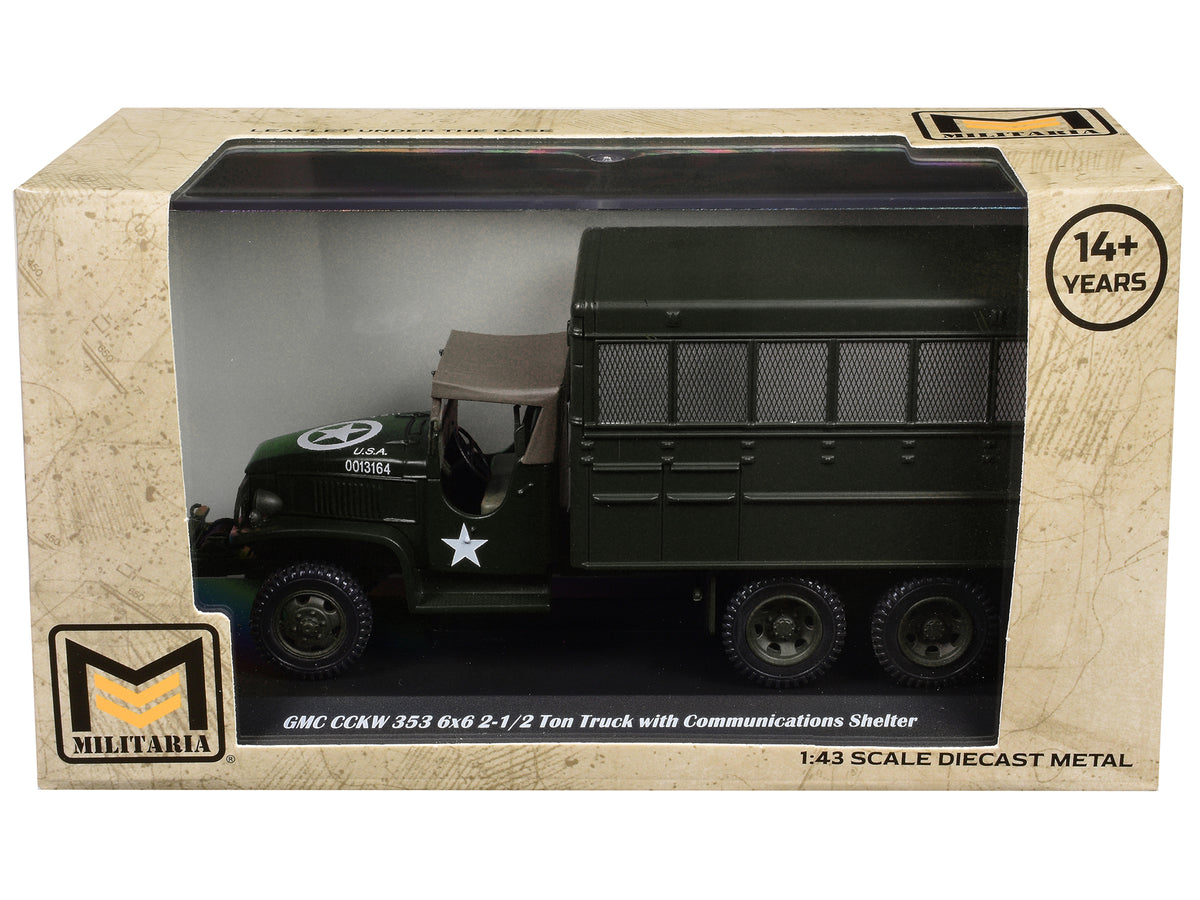 GMC CCKW 353 6x6 2-1/2 Ton Truck with Communications Shelter Olive Drab 'United States Army' 1/43 Diecast Model by Militaria Die Cast