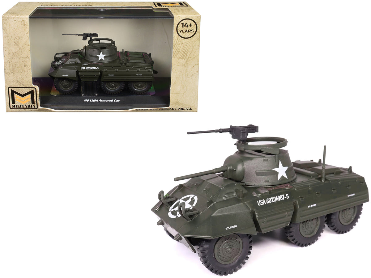 M8 Light Armored Car Olive Drab 'United States Army' 1/43 Diecast Model by Militaria Die Cast