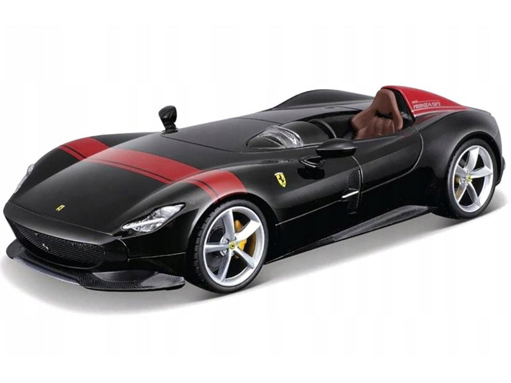 Ferrari Monza SP1 Black Metallic with Red Stripes 'Race & Play' Series 1/24 Diecast Model Car by Bburago